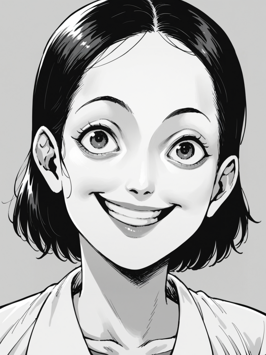 03534-2028067199-score_9, score_8_up, score_7_up, score_6_up,  _lora_junj11t0XLP_1_ junj11t0, junji ito, monochrome, manga, 1girl, smile.png